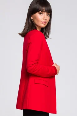 Clearance Żakiet dzianinowy plus size bez zapięcia - czerwony Do Pracy|Marynarki