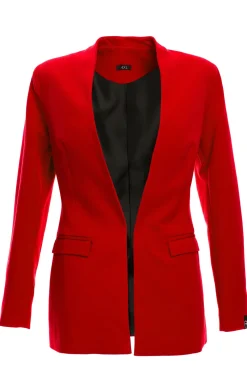 Clearance Żakiet dzianinowy plus size bez zapięcia - czerwony Do Pracy|Marynarki