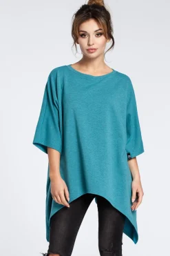 Online Asymetryczna bluza oversize - szmaragdowa Bluzy