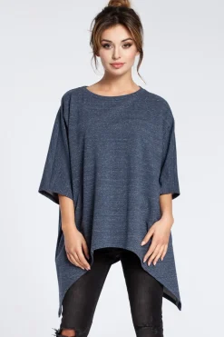 Outlet Asymetryczna bluza oversize - granatowa Odzież Casualowa|Bluzy