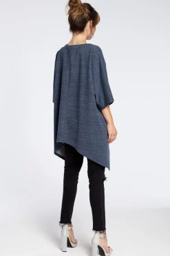 Outlet Asymetryczna bluza oversize - granatowa Odzież Casualowa|Bluzy