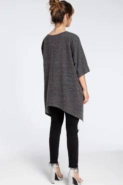 Outlet Asymetryczna bluza oversize - grafitowa Odzież Casualowa|Bluzy