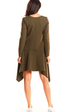 Outlet Asymetryczna sukienka rozkloszowana - khaki Dobry Skład|Sukienki