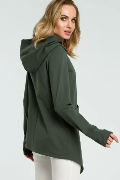 Hot Asymetryczna zasuwana bluzka - militarno-zielona Bluzy