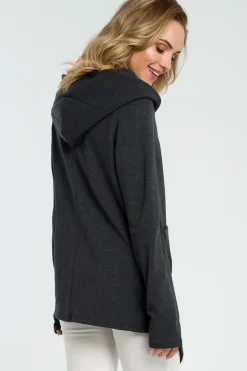 Discount Asymetryczna zasuwana bluzka - grafitowa Odzież Casualowa|Bluzy