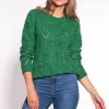 Clearance Ażurowy sweter ze ściągaczami - zielony Swetry