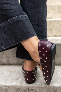 Outlet Baleriny z paskiem Marbella - bordowe Baleriny|Buty
