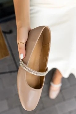 Best Baleriny z dżetami Janny - jasnobeżowe Baleriny|Buty