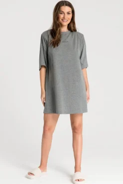 New Bawełniana koszulka nocna z nadrukiem - szara Koszule Nocne|Odzież Casualowa