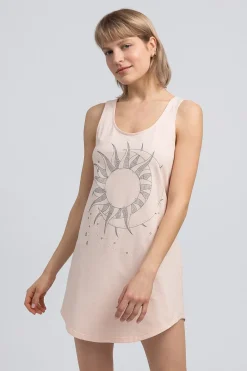 Clearance Bawełniana kozuka nocna z nadrukie - brzokwiniowa Koszule Nocne