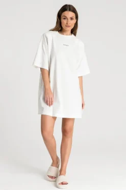 Clearance Bawełniana koszulka nocna z nadrukiem - ecru Koszule Nocne|Odzież Casualowa