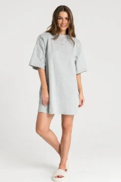 Bawełniana koszulka nocna z nadrukiem - popielata Koszule Nocne|Bluzki