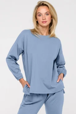 Discount Bawełniana piżaa z buzką i podniai - jeanowa Piżamy|Komplety