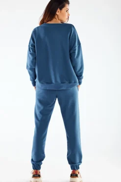 Best Bawełniana bluza o luźnym kroju - niebieska Odzież Casualowa|Dobry Skład