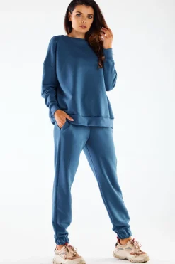 Best Bawełniana bluza o luźnym kroju - niebieska Odzież Casualowa|Dobry Skład