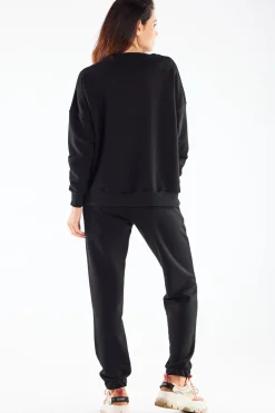 New Bawełniana bluza o luźnym kroju - czarna Odzież Casualowa|Dobry Skład