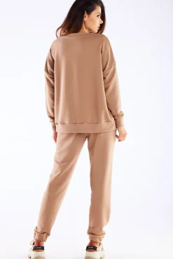 Hot Bawełniana bluza o luźnym kroju - beżowa Odzież Casualowa|Dobry Skład