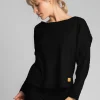 Bawełniana bluza z dzianiny prążkowanej - czarna Odzież Casualowa|Bluzy