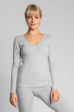 Sale Bawełniana buzka z długii rękawai - popieata Odzież Casualowa|Bluzki
