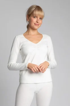 Sale Bawełniana buzka z długii rękawai - ecru Odzież Casualowa|Bluzki