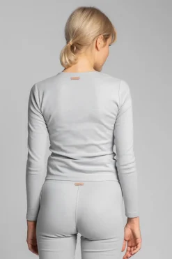 Clearance Bawełniana buzka z dzianiny prążkowanej - popieata Odzież Casualowa|Bluzki