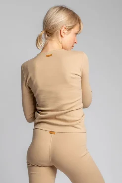 New Bawełniana buzka z dzianiny prążkowanej - cappuccino Odzież Casualowa|Bluzki