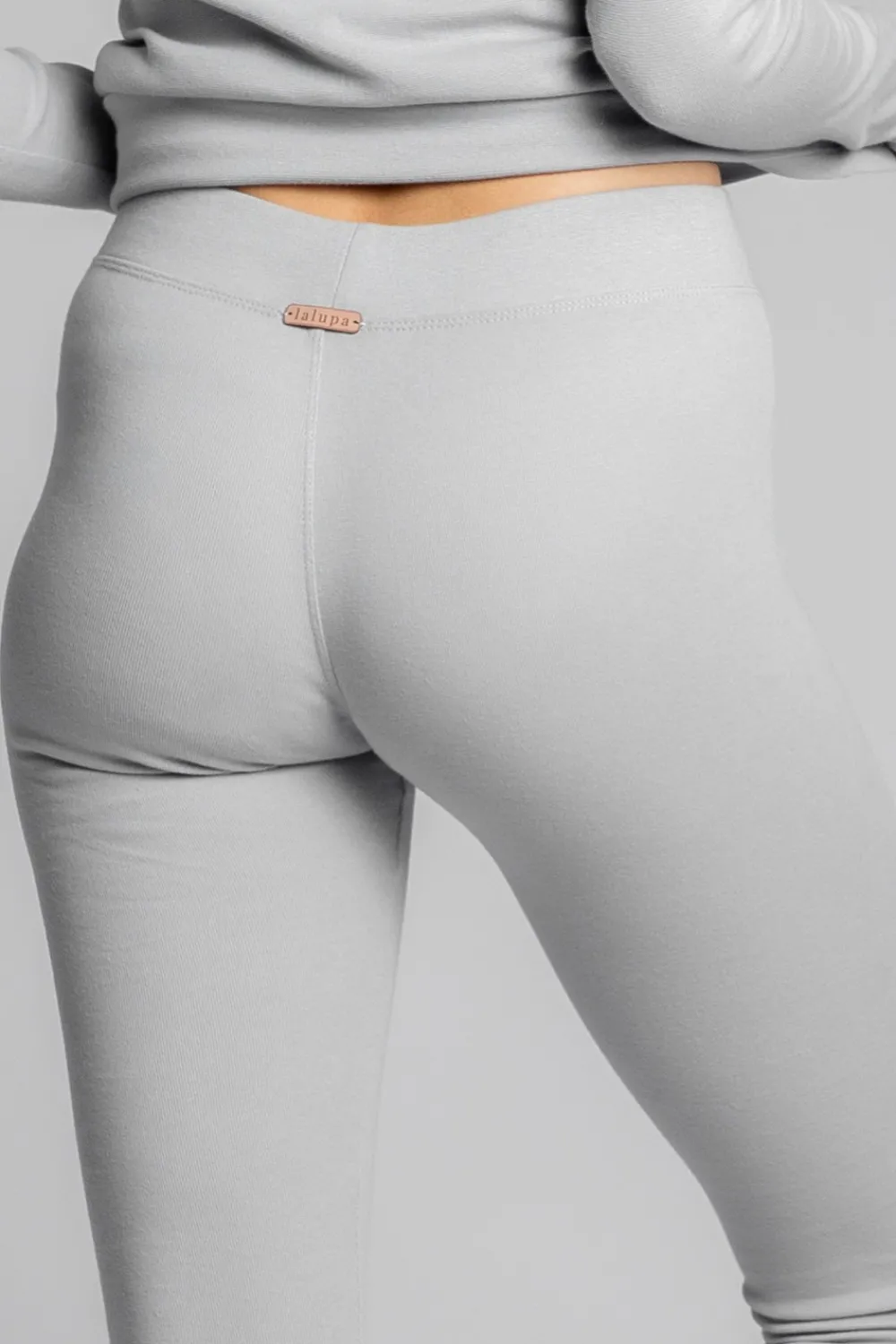 Bawełniane egginy z dzianiny prążkowanej - popieaty Legginsy|Odzież Casualowa