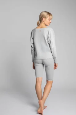 Online Bawełniane zorty-koarki z dzianiny prążkowanej - popieate Legginsy|Odzież Casualowa