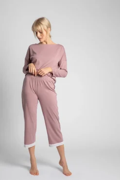 Discount Bawełniany kopet piżay z koronką - wrzoowy Piżamy|Komplety