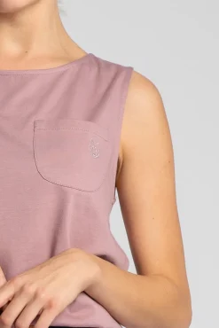 Outlet Bawełniany top do pania bez rękawów - wrzoowy Piżamy