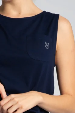 Clearance Bawełniany top do pania bez rękawów - granatowy Piżamy