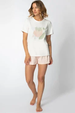 Online Bawełniany t-hirt z nadrukie - ode 1 Odzież Casualowa|Bluzki