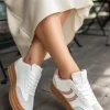Clearance Białe niskie trampki Leila - różowo-białe Sneakersy