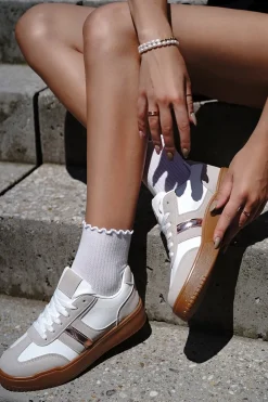 New Białe niskie trampki Yumna - beżowo-białe Sneakersy