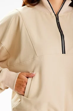 Online Buza daka dreowa ze tójką - beżowa Odzież Casualowa|Dobry Skład