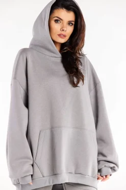 Online Bluza damska oversize z kapturem - szara Odzież Casualowa|Dobry Skład