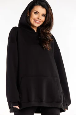 Online Bluza damska oversize z kapturem - czarna Odzież Casualowa|Dobry Skład