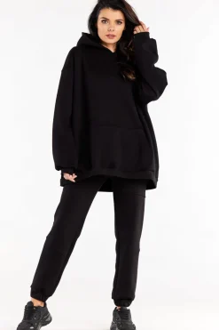 Online Bluza damska oversize z kapturem - czarna Odzież Casualowa|Dobry Skład