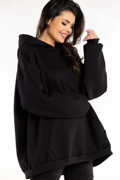 Online Bluza damska oversize z kapturem - czarna Odzież Casualowa|Dobry Skład