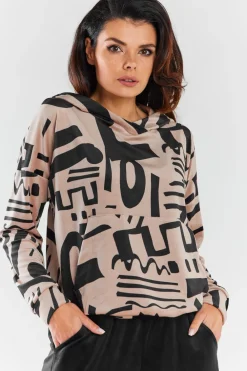 Online Buza daka z kapture - beżowa Odzież Casualowa|Bluzy