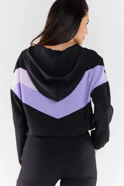 Sale Buza daka z kapture - czarno-fioetowa Odzież Casualowa|Bluzy