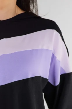 Sale Buza daka z kapture - czarno-fioetowa Odzież Casualowa|Bluzy