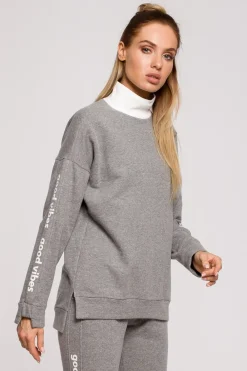 Online Buza daka z ogo good vibe - zara Odzież Casualowa|Bluzy