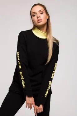 Best Buza daka z ogo good vibe - czarna Odzież Casualowa|Bluzy