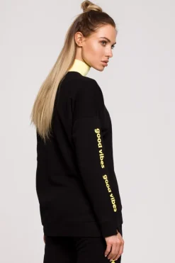 Best Buza daka z ogo good vibe - czarna Odzież Casualowa|Bluzy