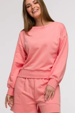 Online Buza daka z otwartyi pecai - koraowa Odzież Casualowa|Bluzy