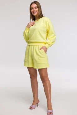 Best Buza daka z otwartyi pecai - cytrynowa Odzież Casualowa|Bluzy