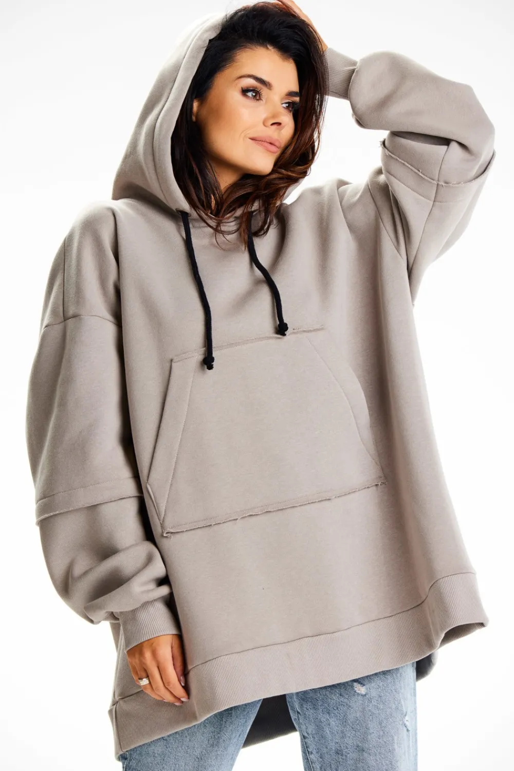 Hot Bluza damska z ozdobnymi naszywkami - szara Odzież Casualowa|Dobry Skład