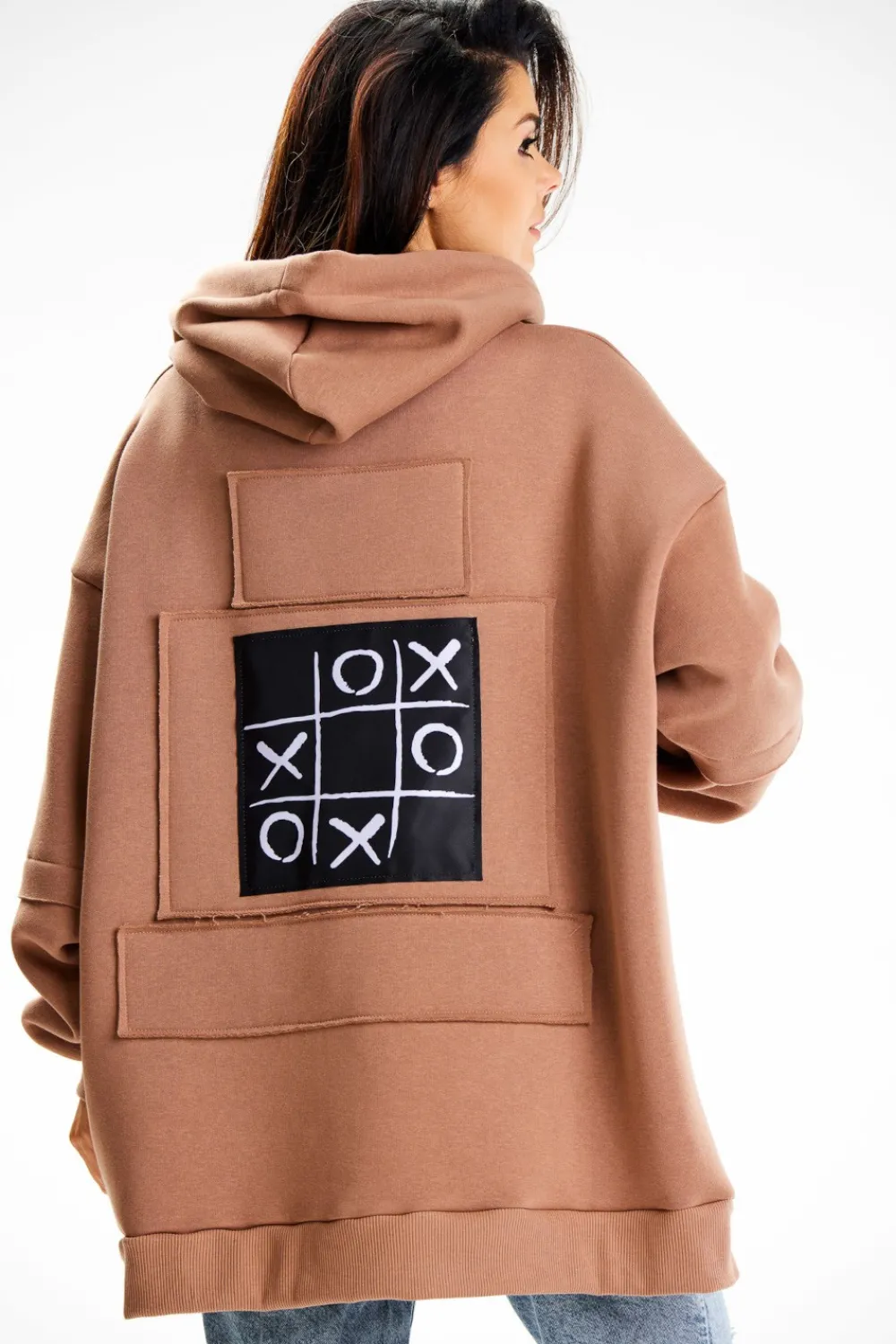 Hot Bluza damska z ozdobnymi naszywkami - beżowa Odzież Casualowa|Dobry Skład