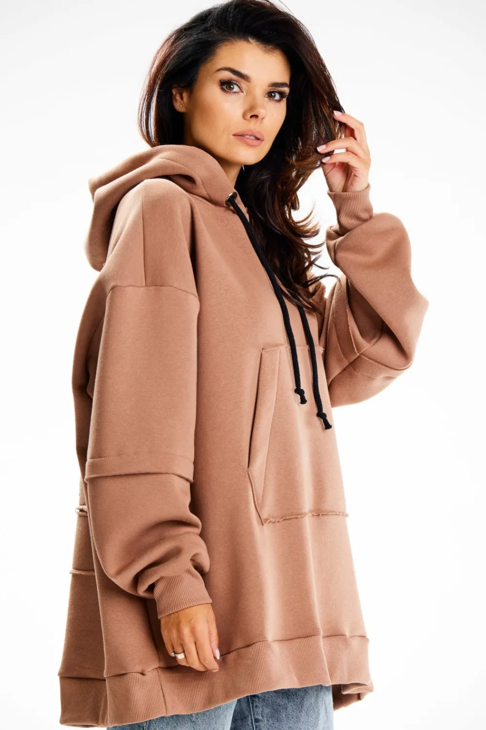 Hot Bluza damska z ozdobnymi naszywkami - beżowa Odzież Casualowa|Dobry Skład